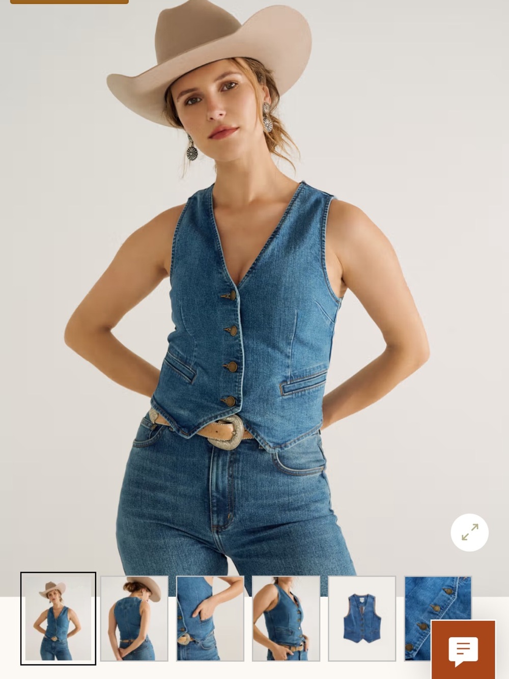 Tecovas denim Button-Up Vest in Classic Blue